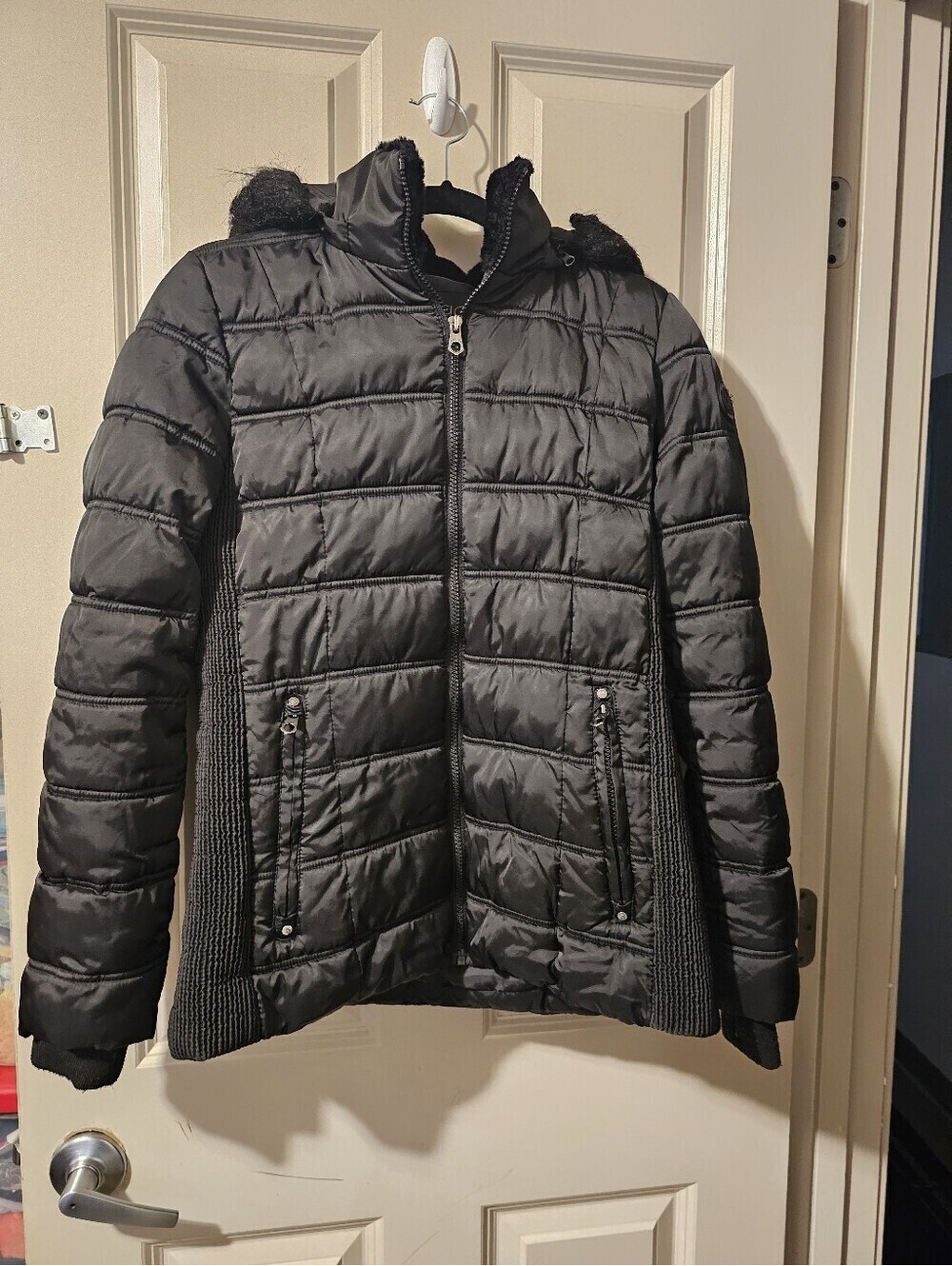 Nautica Black Quilted Jacket with Hood